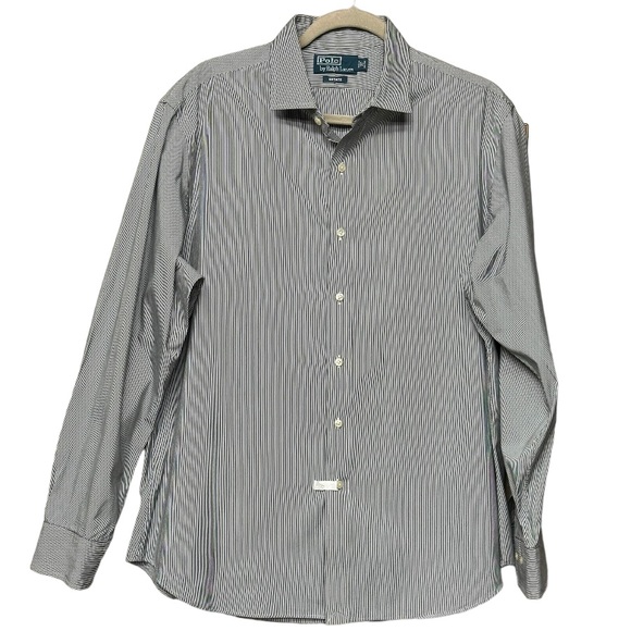 Polo Ralph Lauren Blue White Pin‎ Striped Estate Fit Dress Shirt Size 17 - Picture 1 of 6